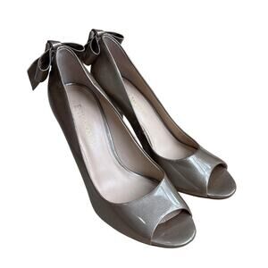 Enzo Angiolini high heel pumps dressy open toe 7M patent flirty bow high heels